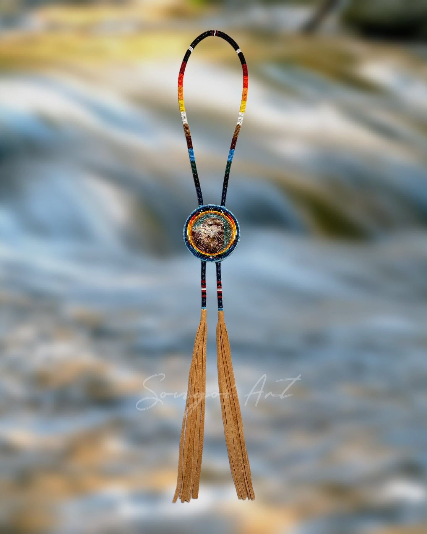 Beaded Otter Lariat