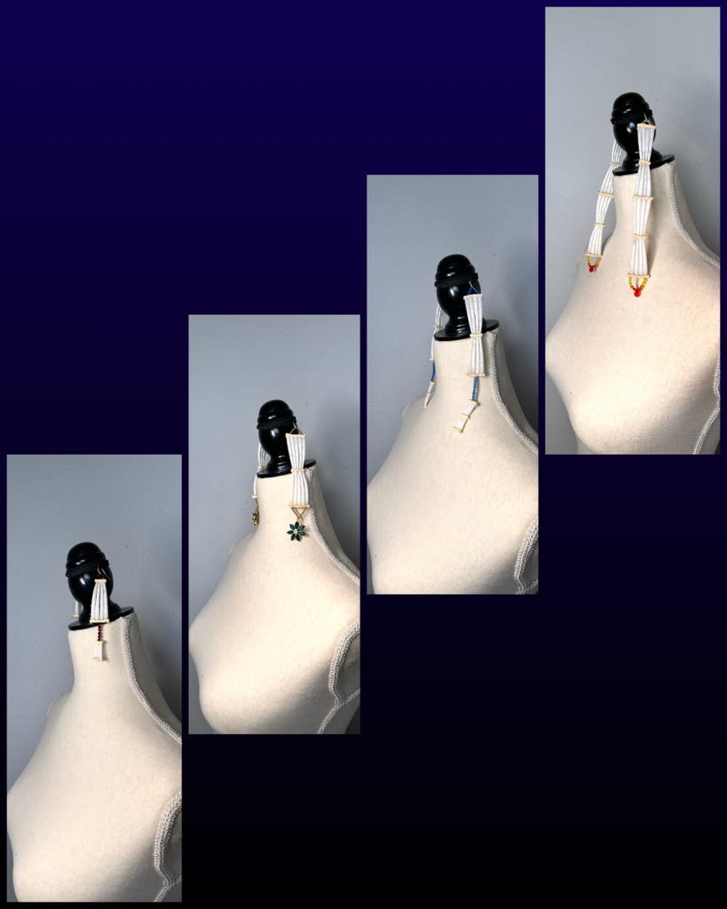 Four Tier Fire Colors Dentalium Earrings