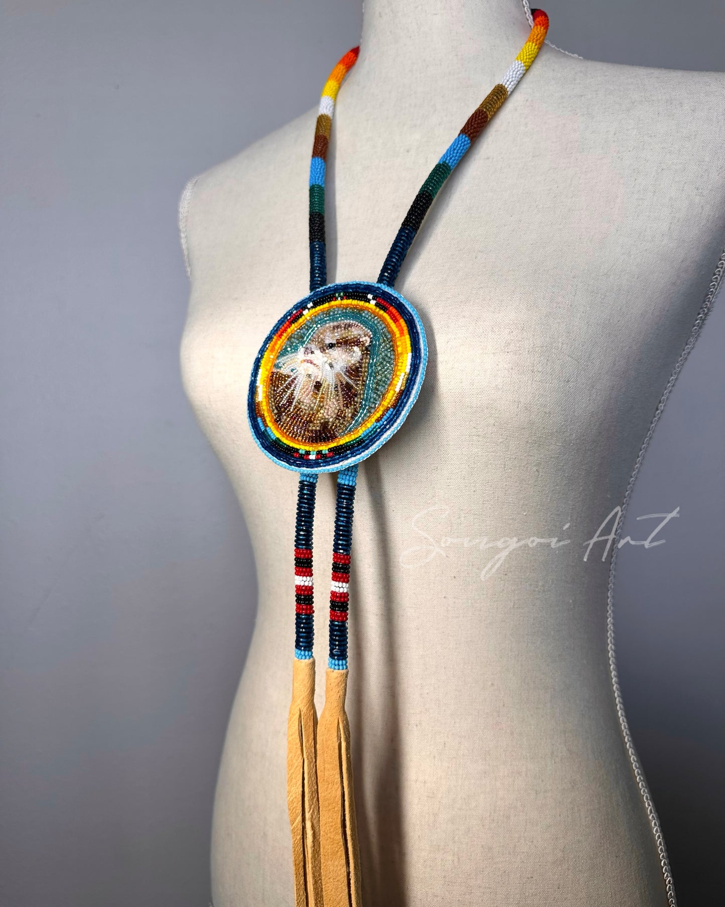 Beaded Otter Lariat