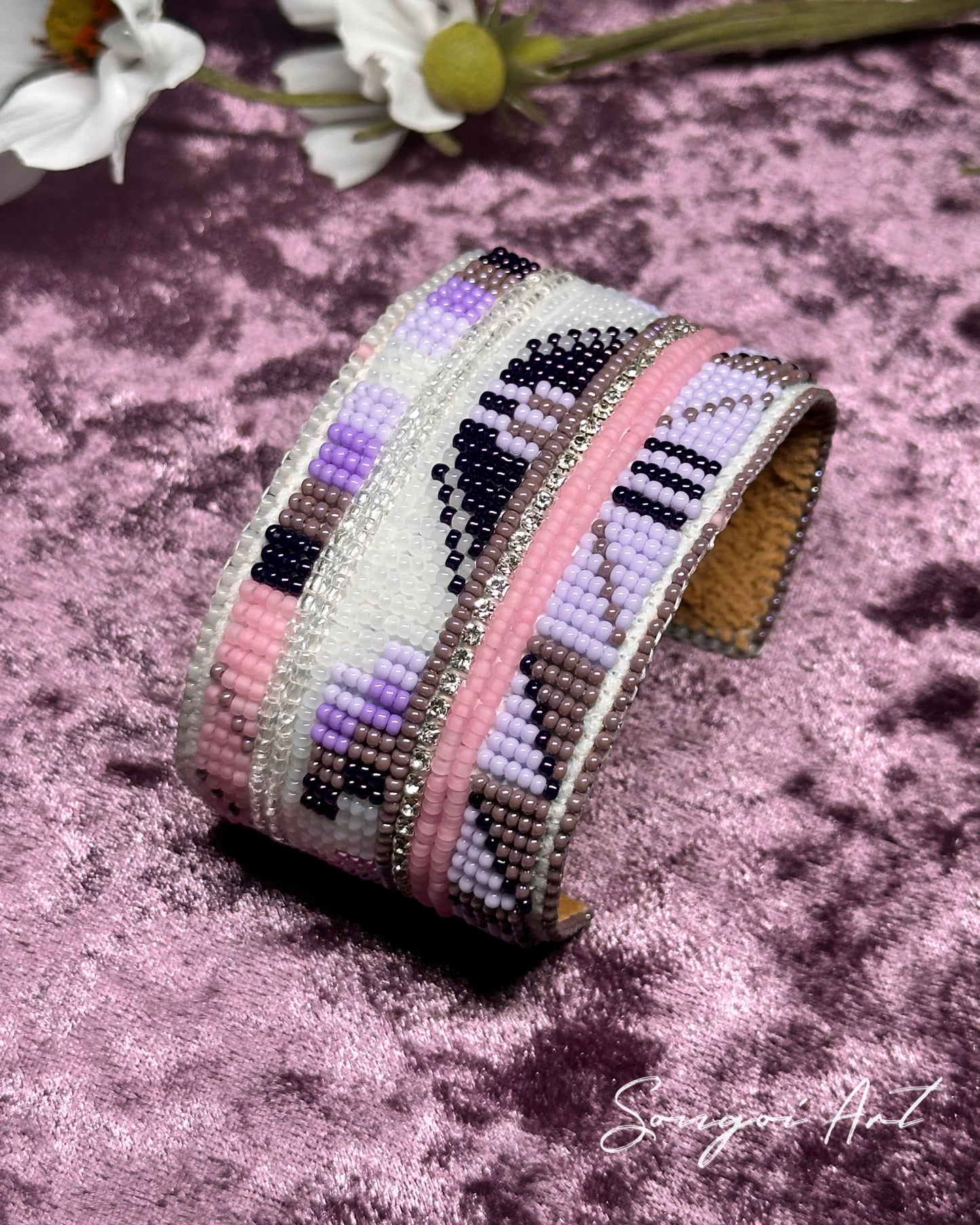 Periwinkle and Pink Geometric Cuff