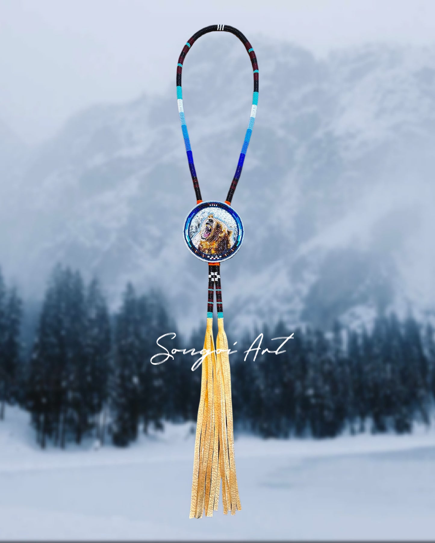Beaded Bear Lariat