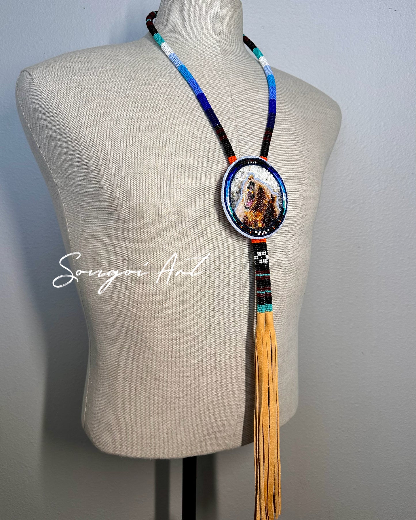 Beaded Bear Lariat