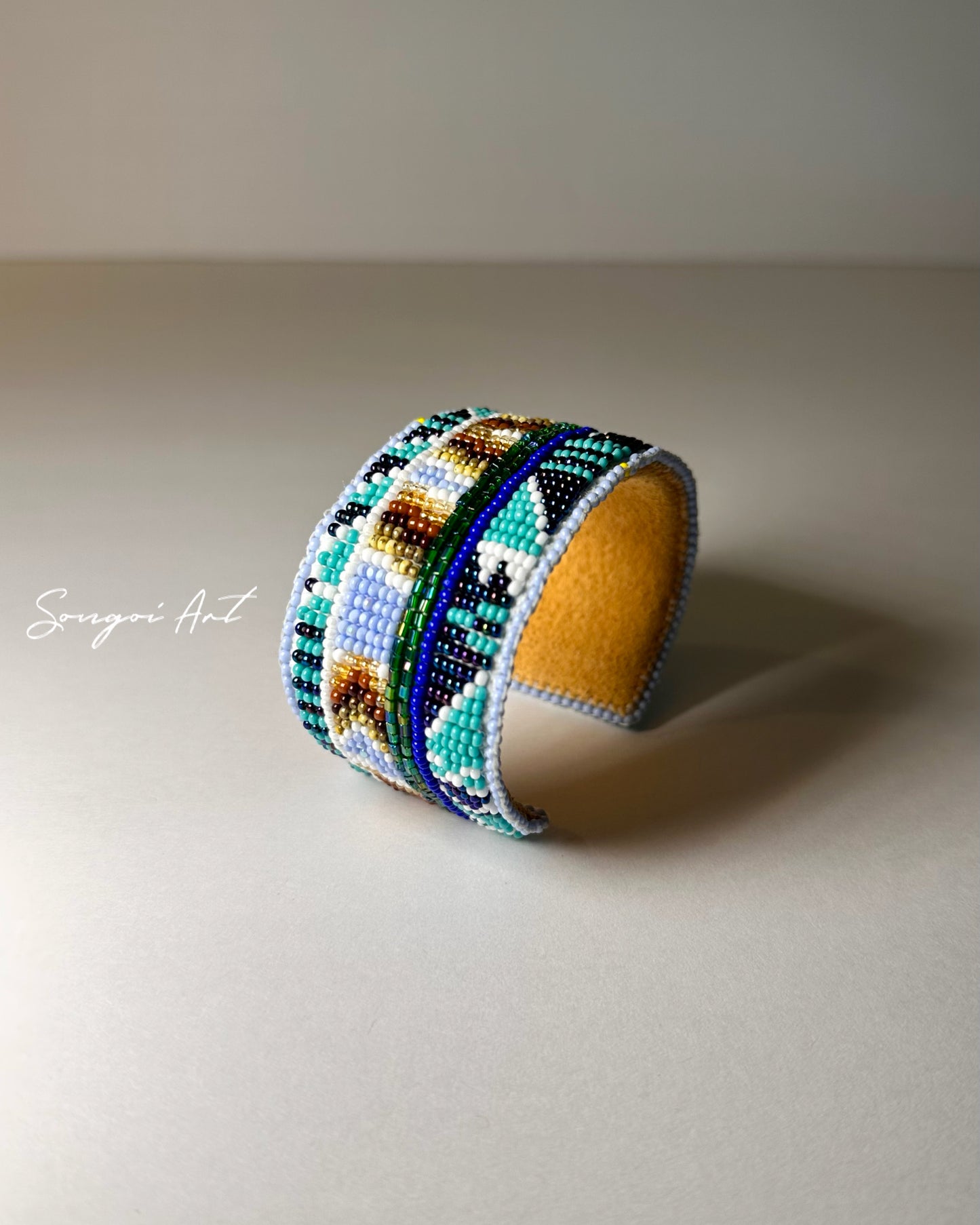 Turquoise + Ice Blue Geometric Bracelet