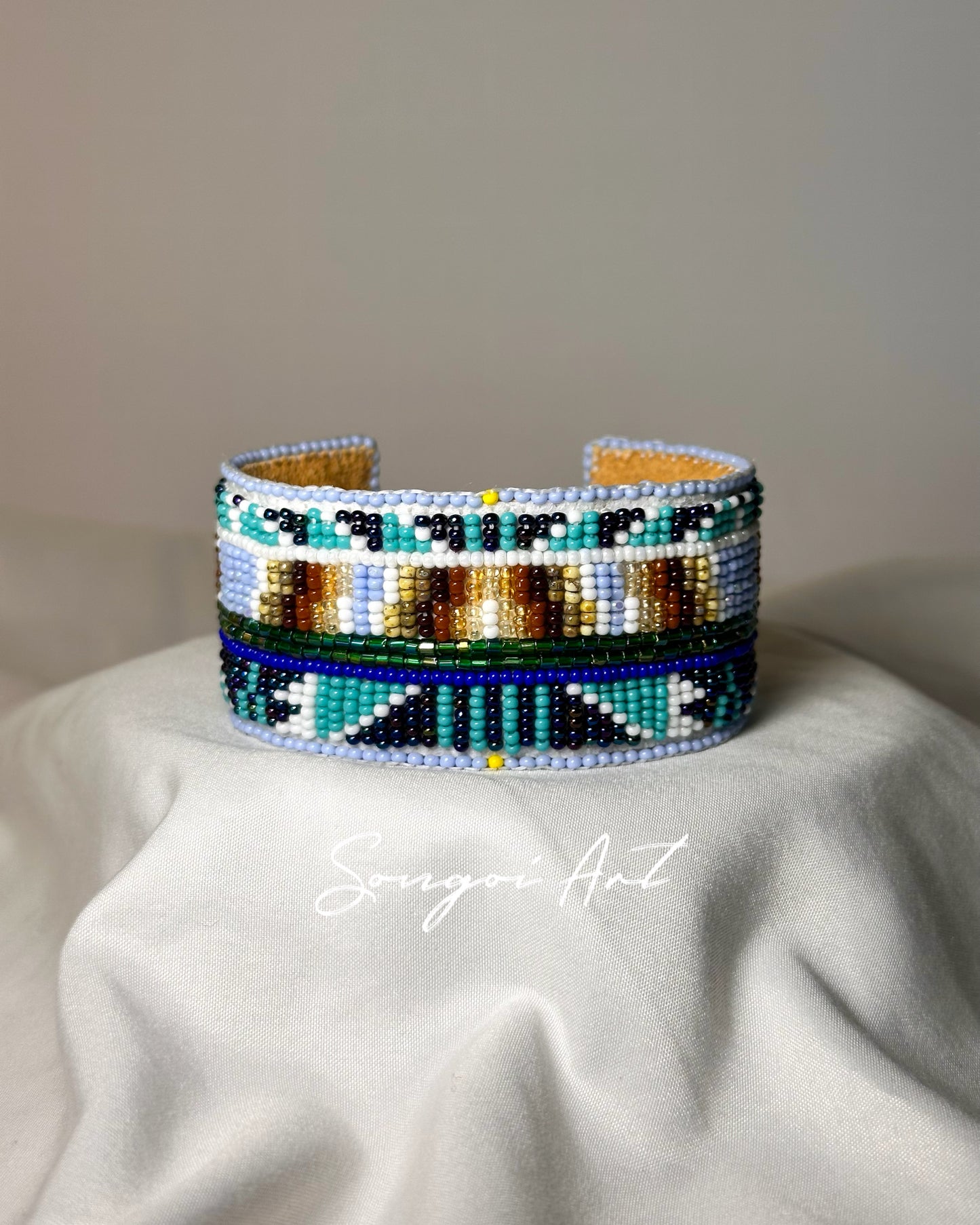 Turquoise + Ice Blue Geometric Bracelet