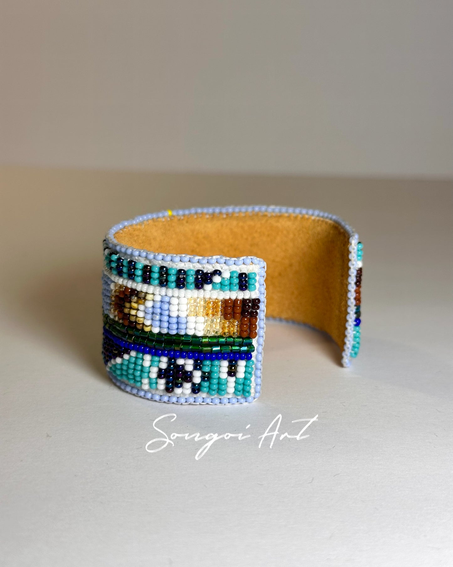 Turquoise + Ice Blue Geometric Bracelet