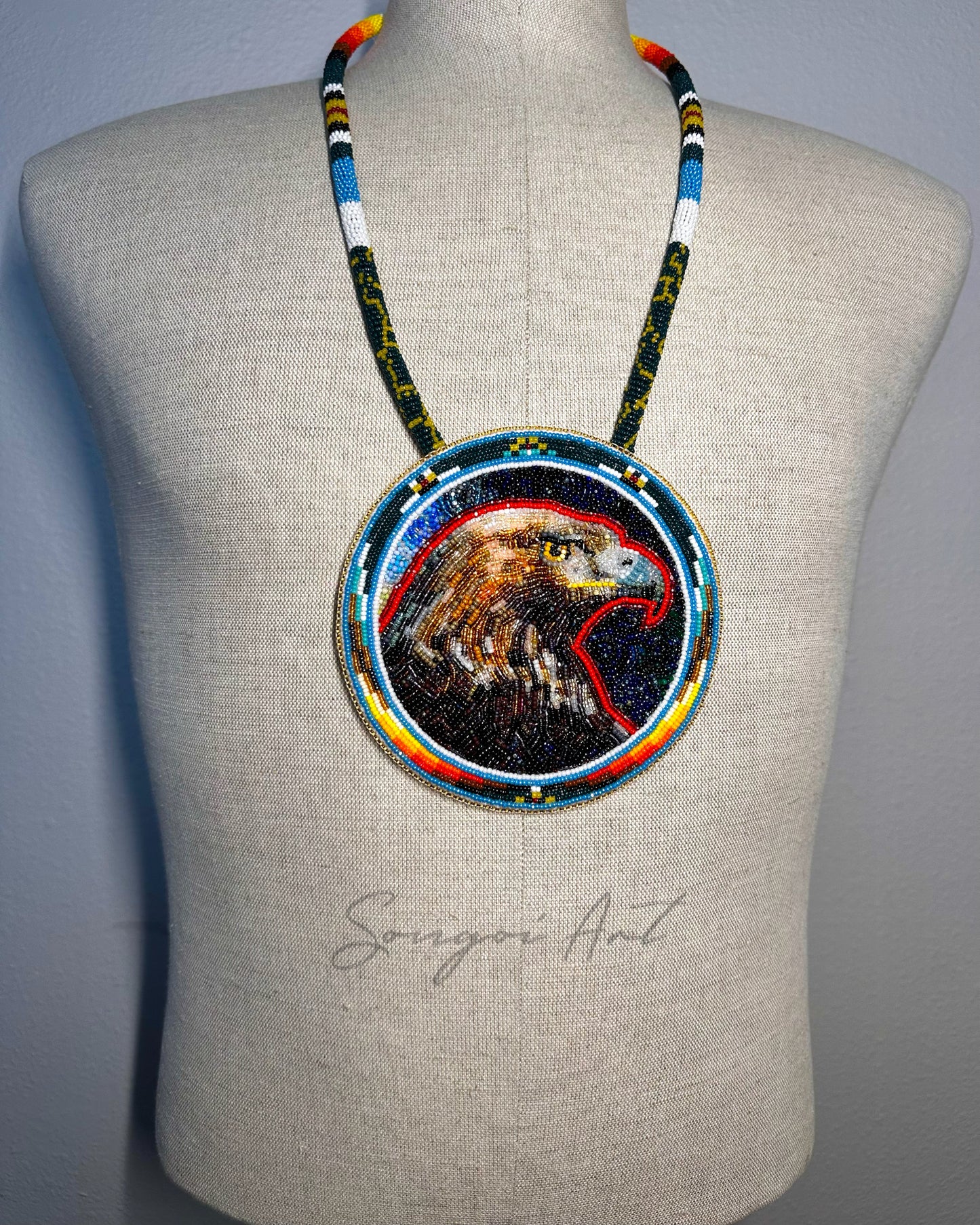 Golden Eagle Beaded Medallion