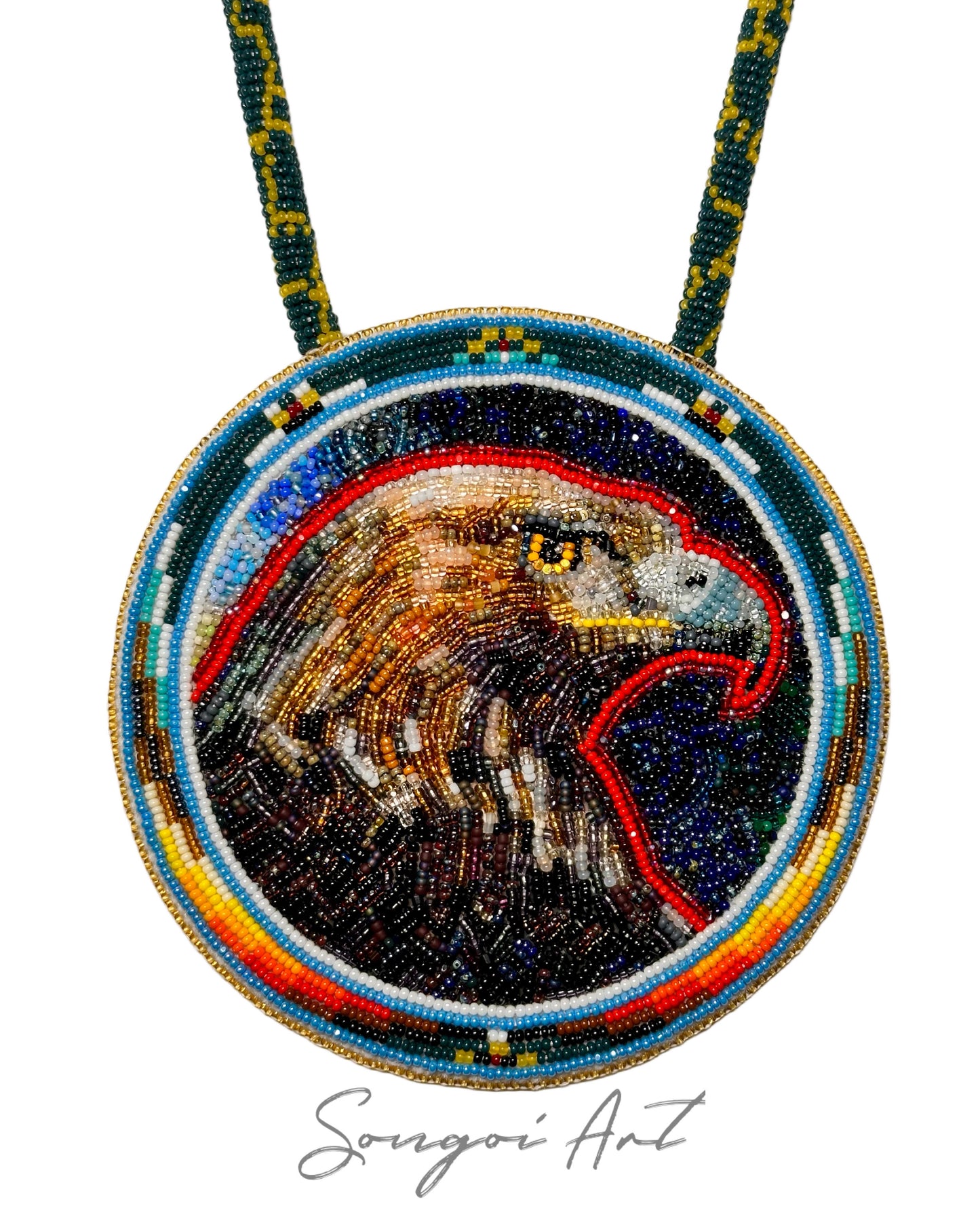 Golden Eagle Beaded Medallion