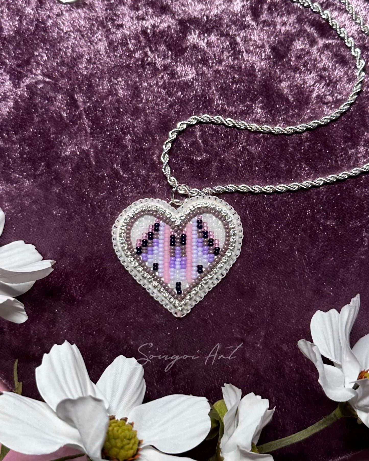 Periwinkle and Pink Heart Pendant