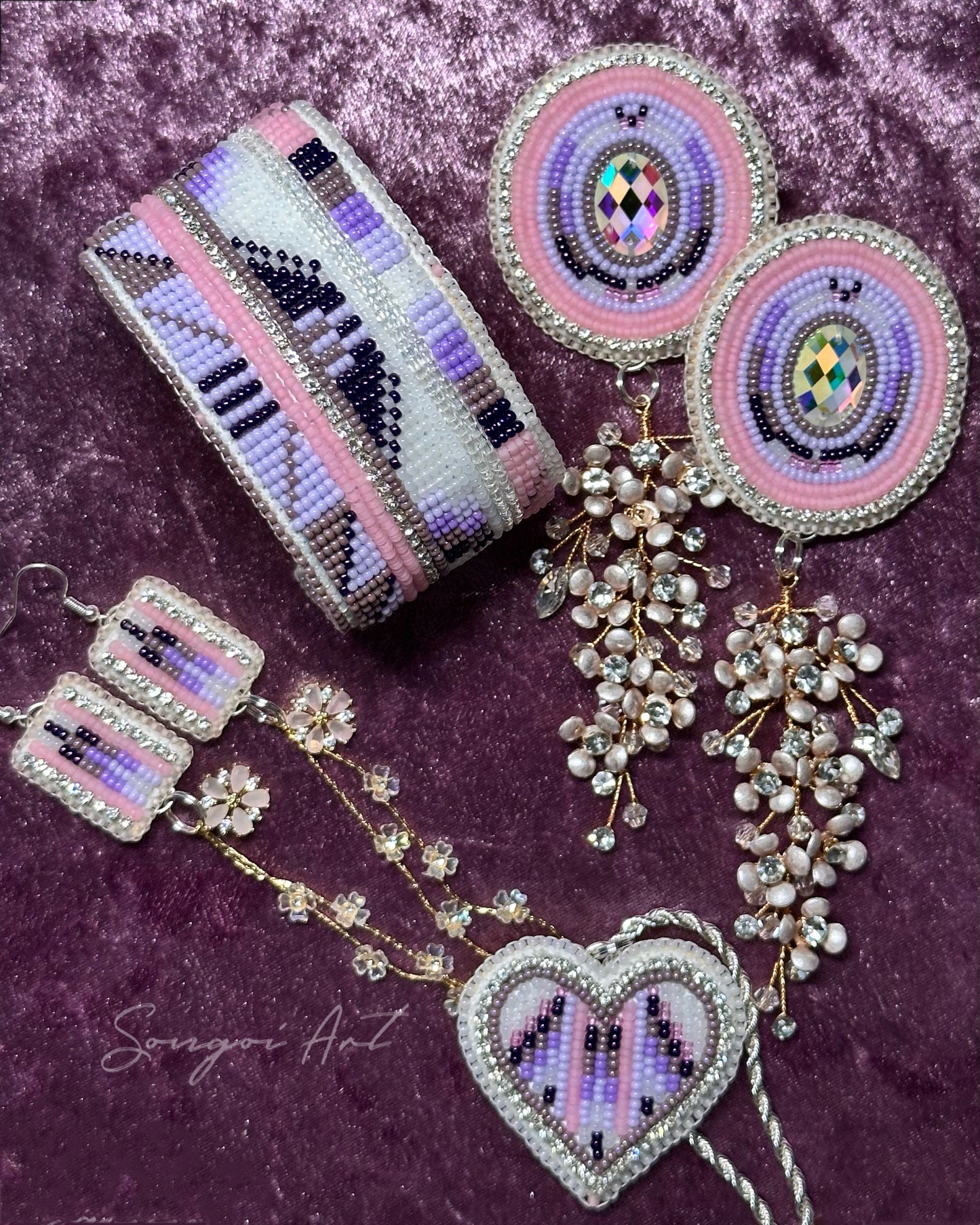 Periwinkle and Pink Geometric Cuff