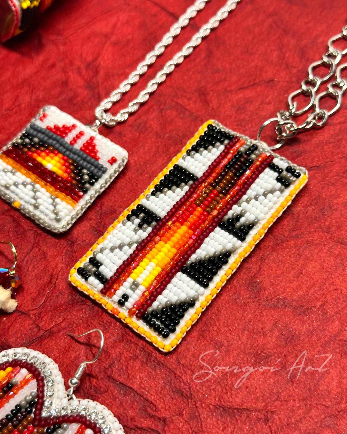 Fire Color Long Pendant