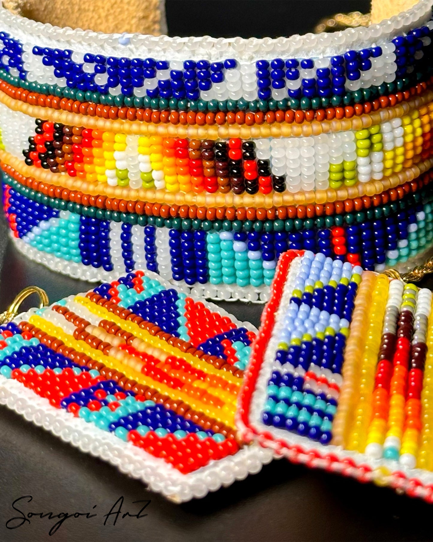 Space Blue Beaded Cuff