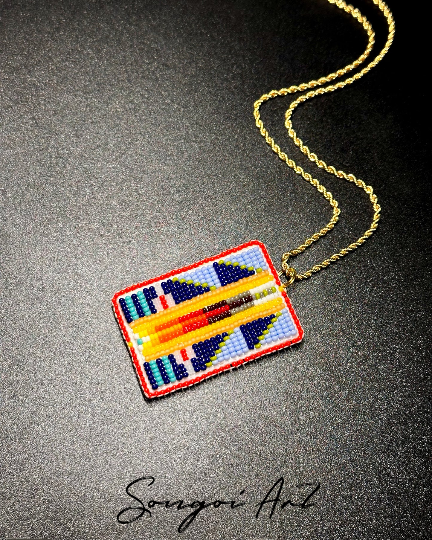 Space Blue Beaded Pendant