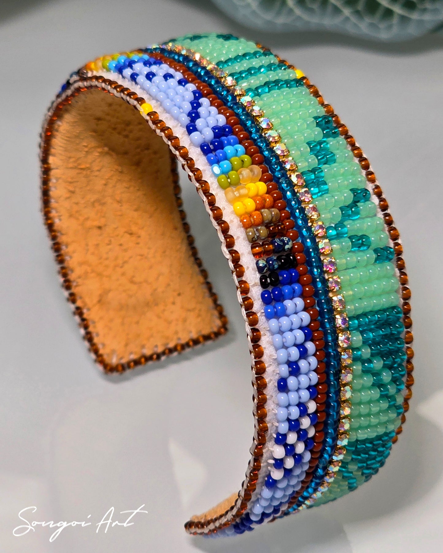 Serene Nature Beaded Cuff