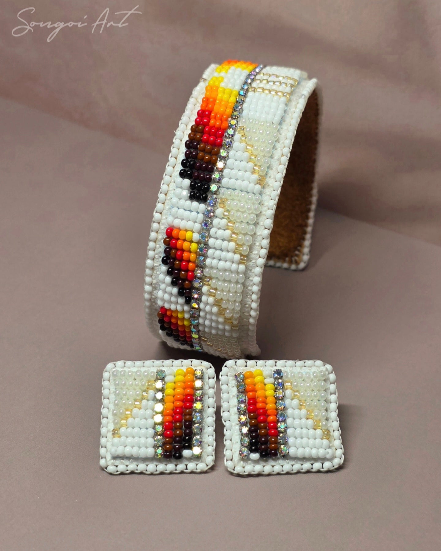 White Pearl Cuff and Earring Set