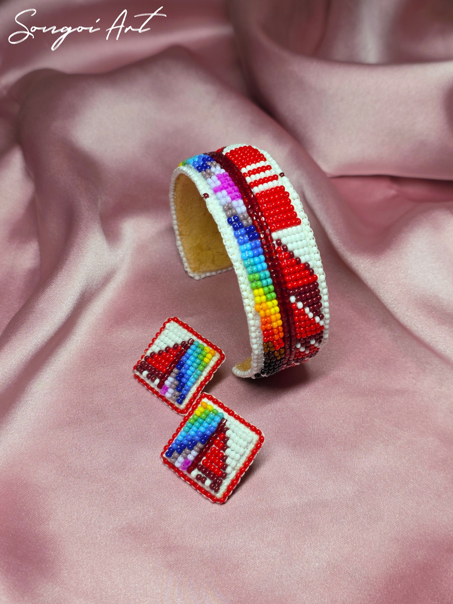 Beaded Cuff and Earring Set