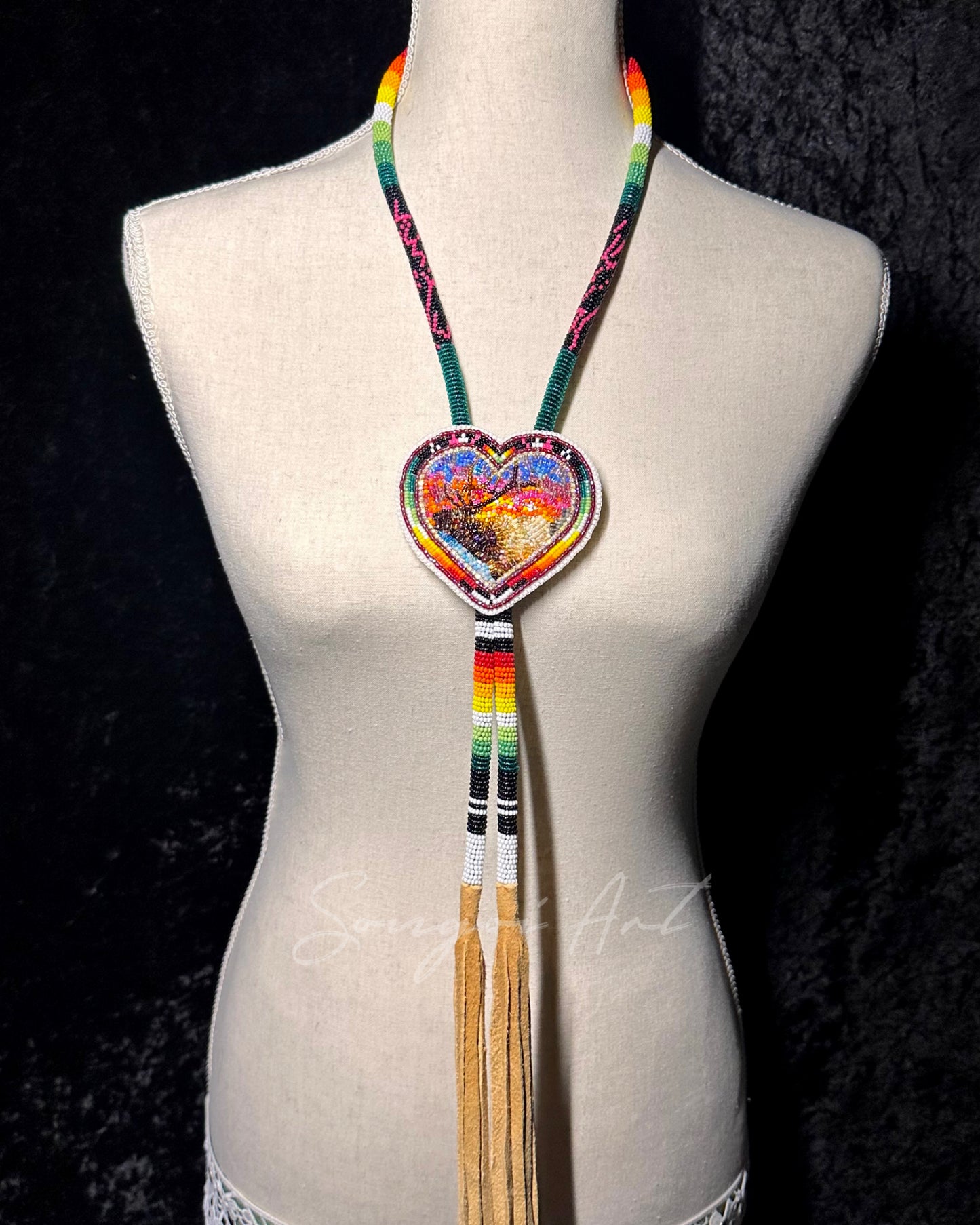 Beaded Elk Lariat