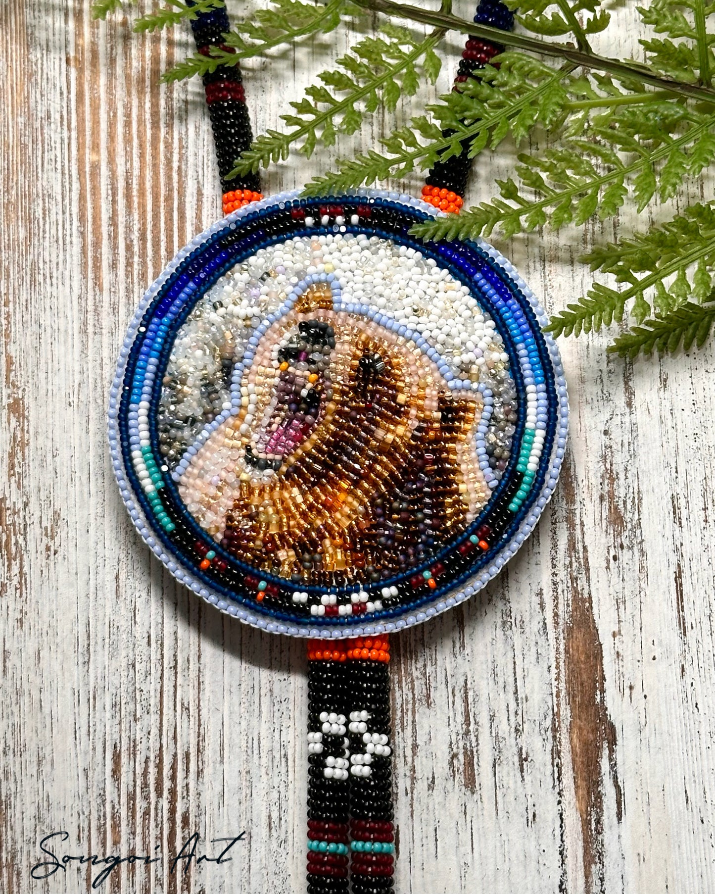 Beaded Bear Lariat