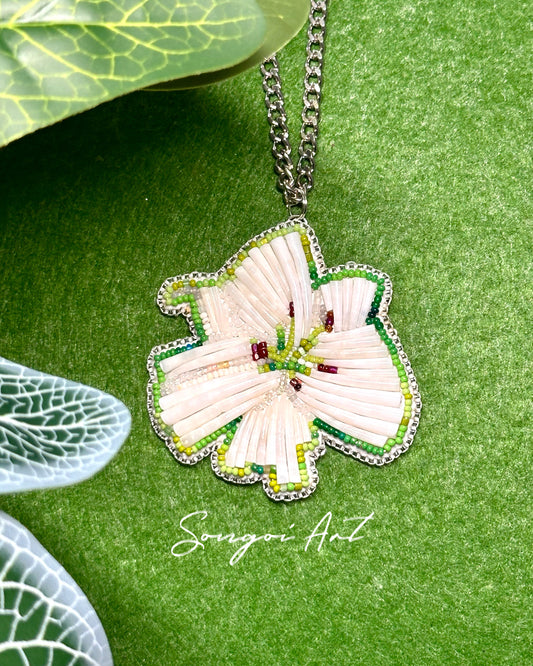 White Dentalium Lilly Pendant