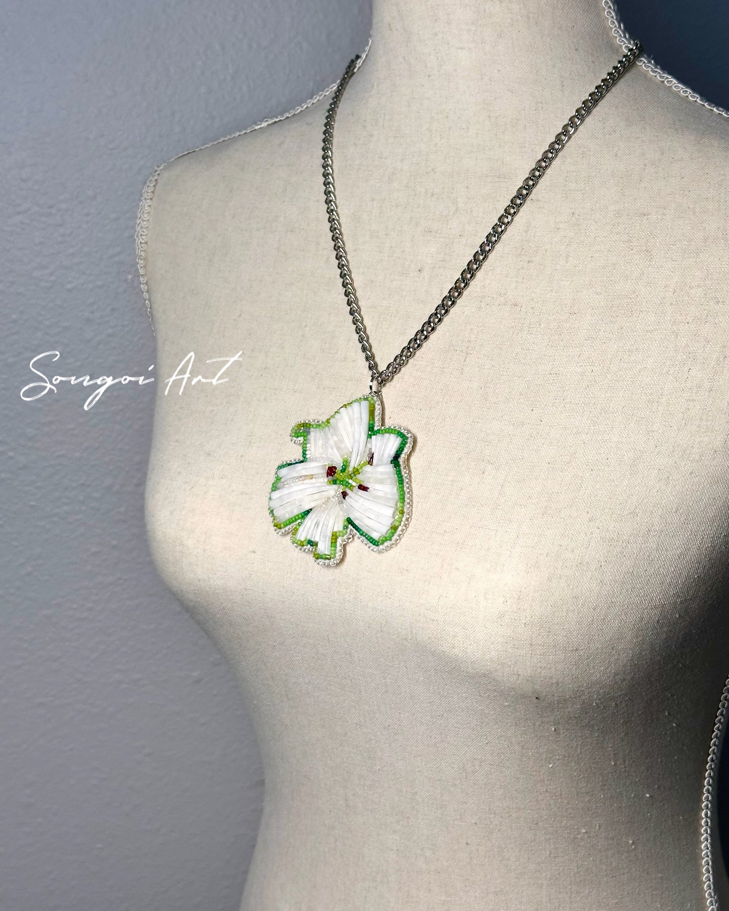 White Dentalium Lilly Pendant