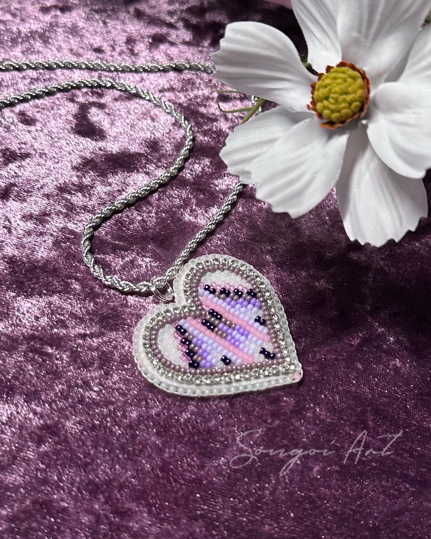 Periwinkle and Pink Heart Pendant