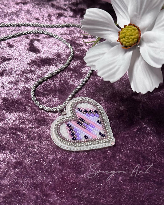 Periwinkle and Pink Heart Pendant