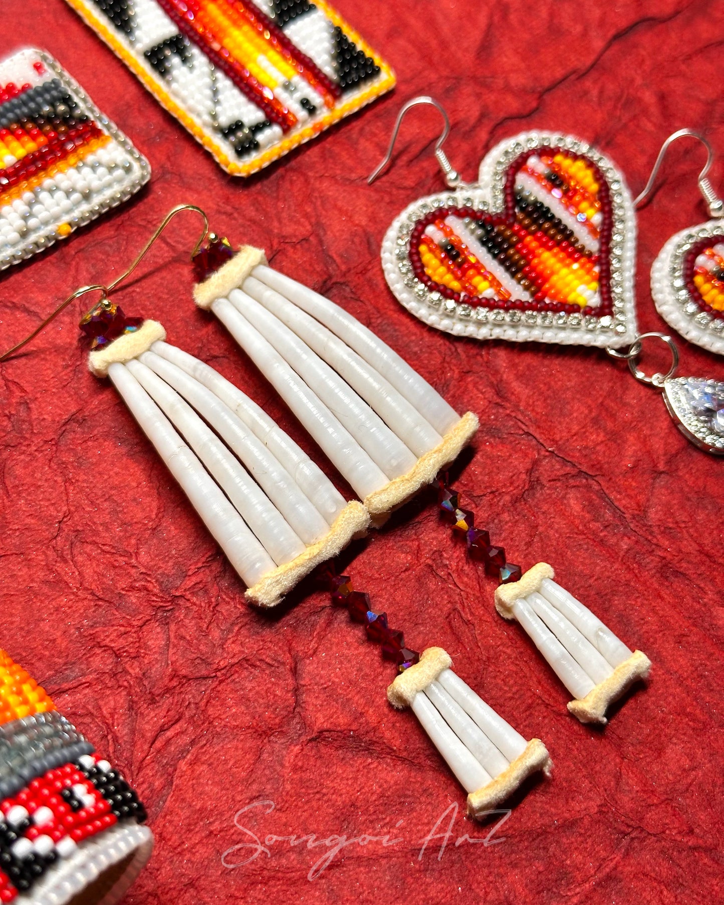 Two Tier Dentalium Earrings
