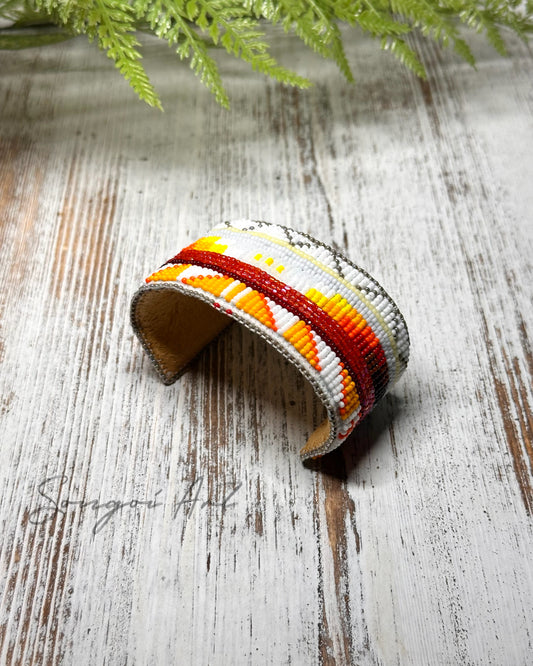 Fire Color Beaded Cuff 2