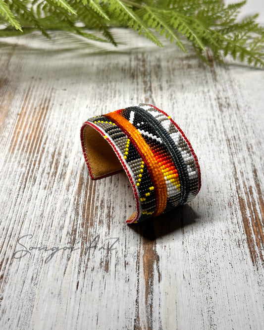 Fire Color Beaded Cuff 1