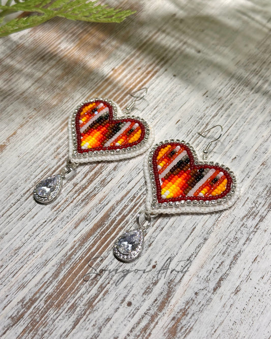 Fire Color Heart Earrings