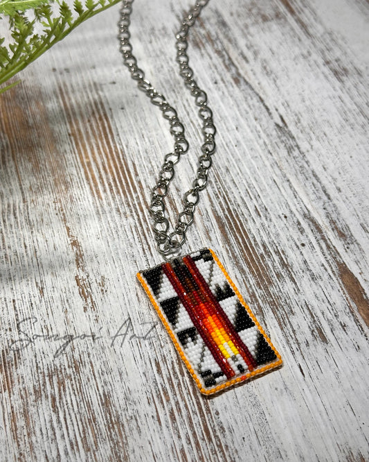Fire Color Long Pendant