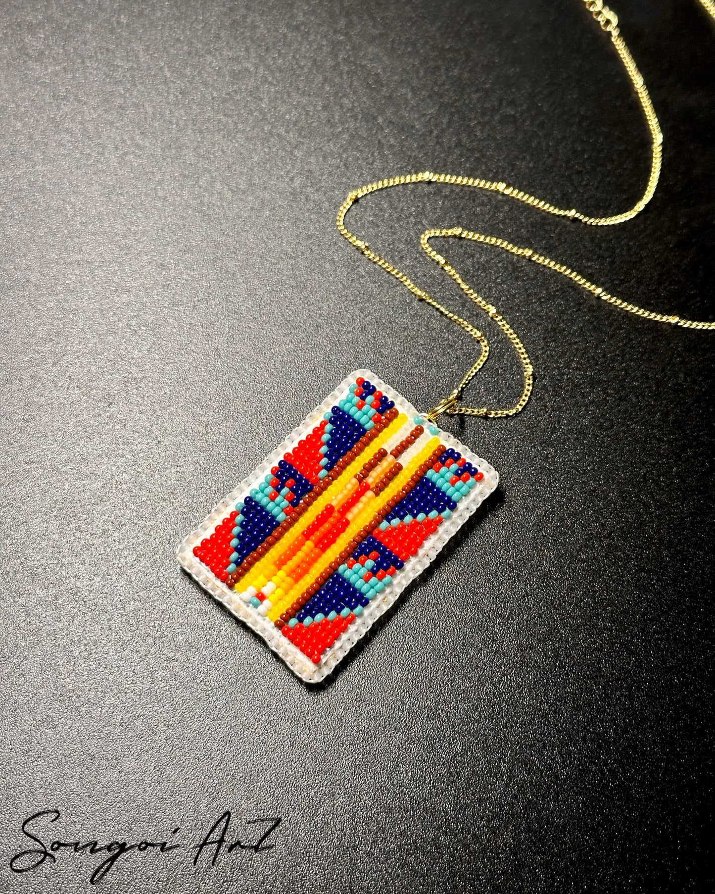 Space Blue Beaded Pendant