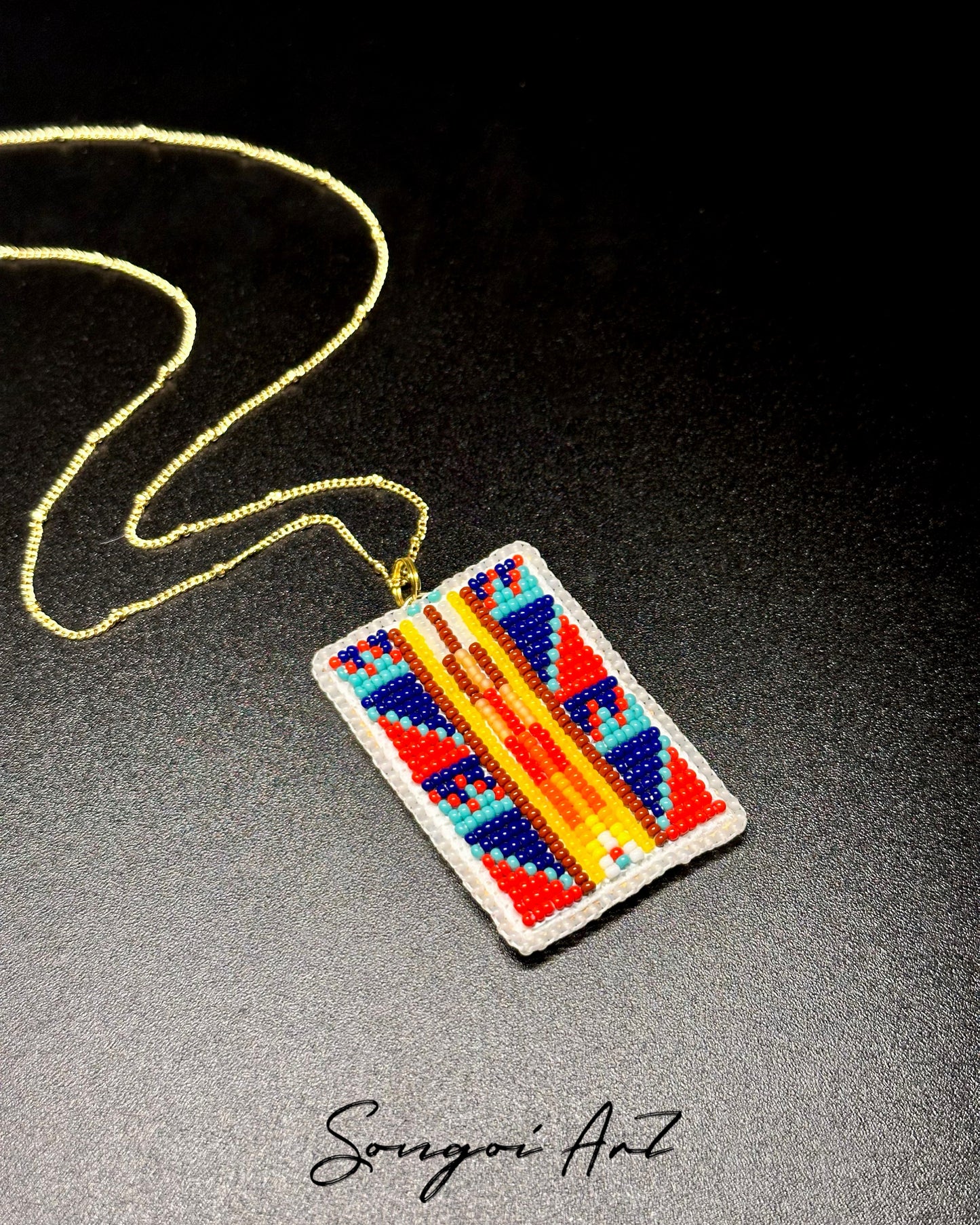 Space Blue Beaded Pendant