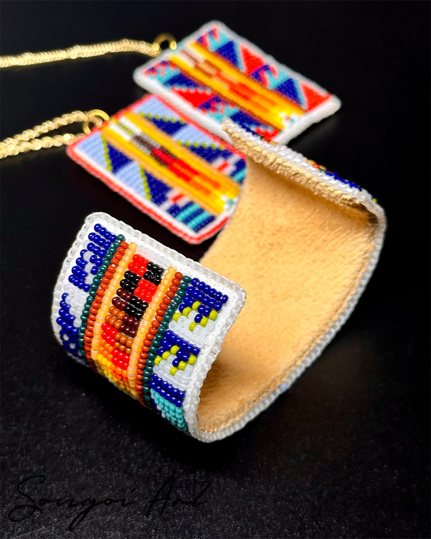Space Blue Beaded Cuff