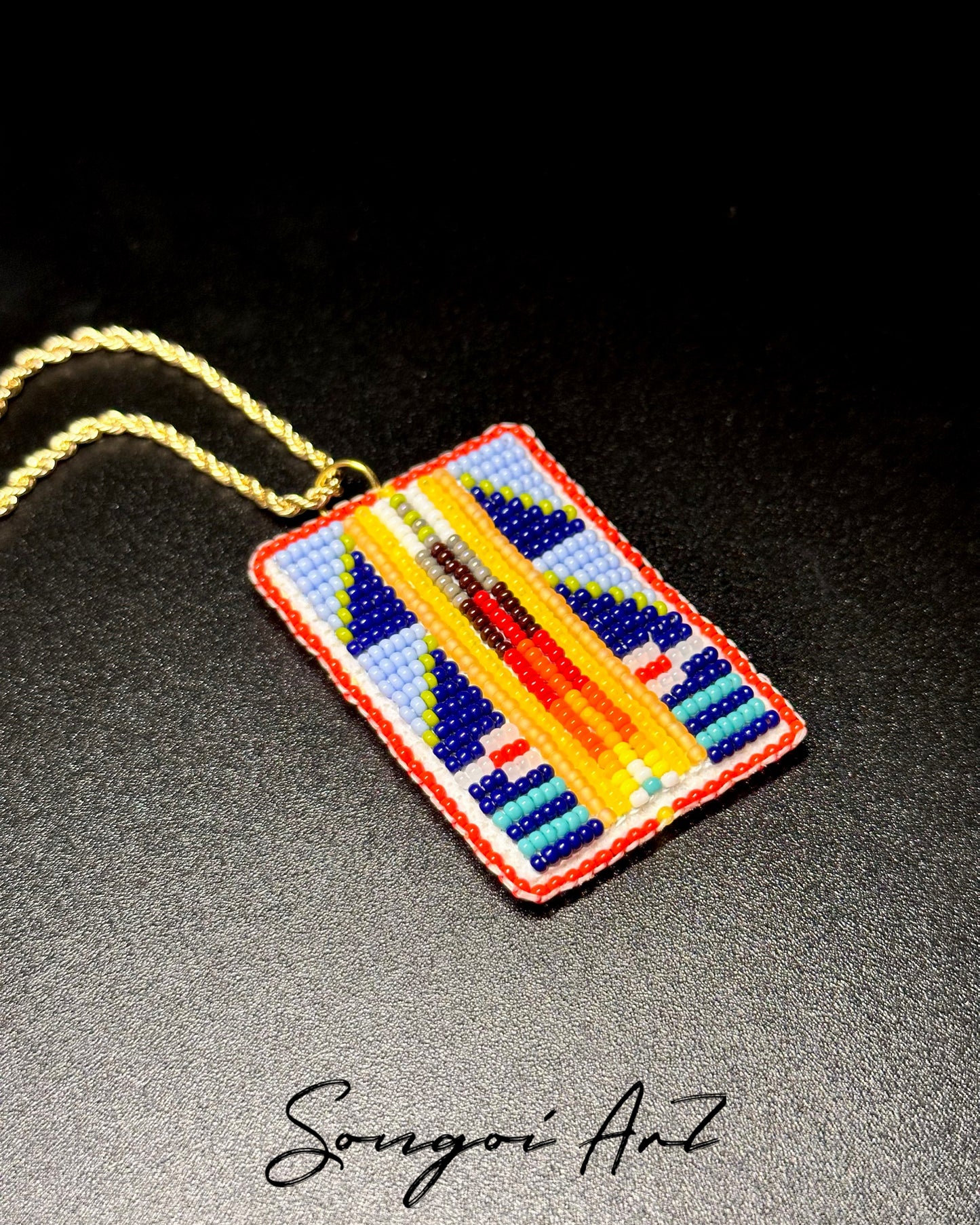 Space Blue Beaded Pendant