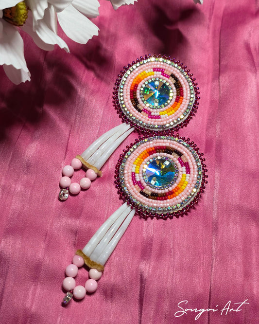 Ember & Rose Beaded Earrings w/ Dentallium Drops