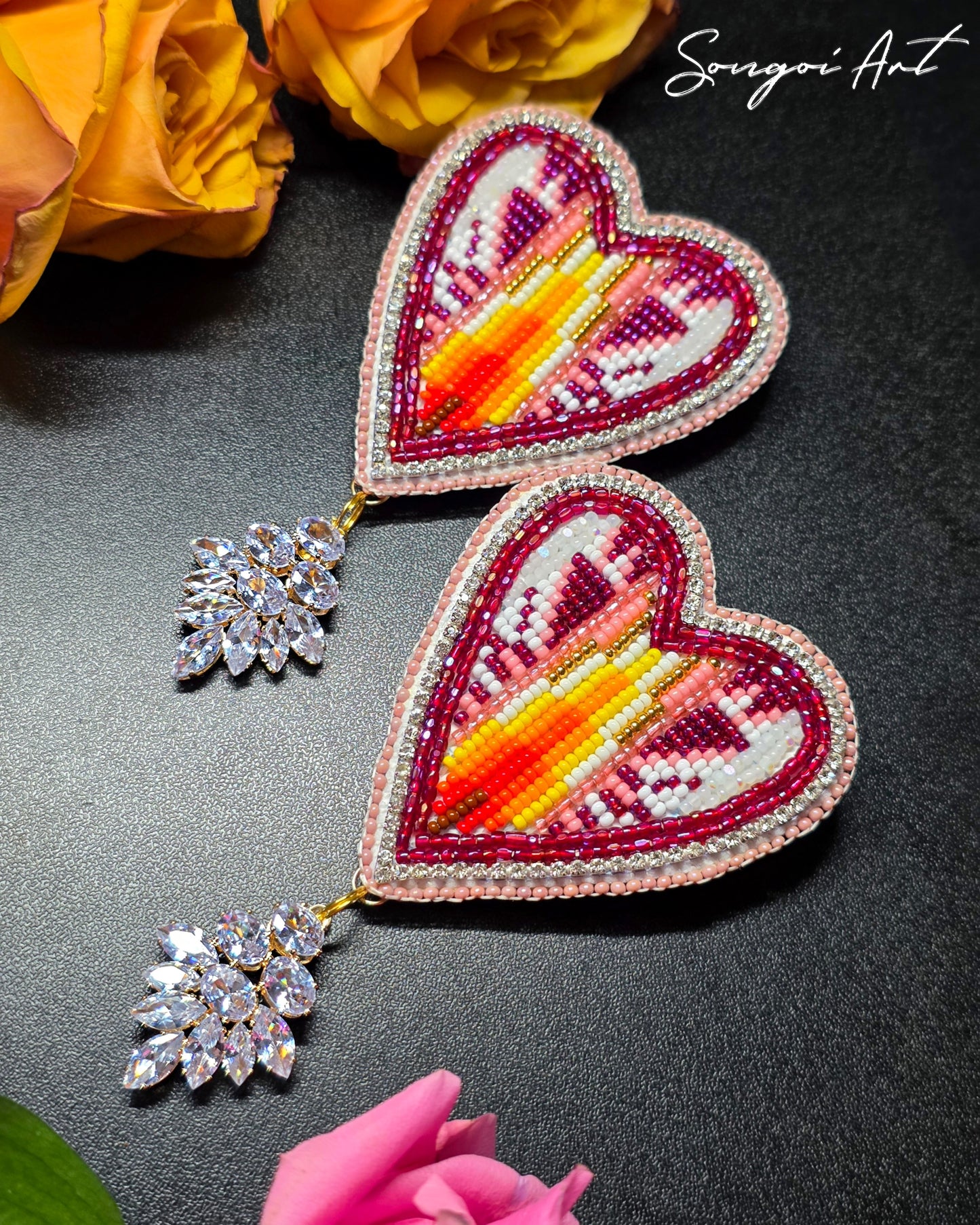 Maroon Heart Shaped Geos