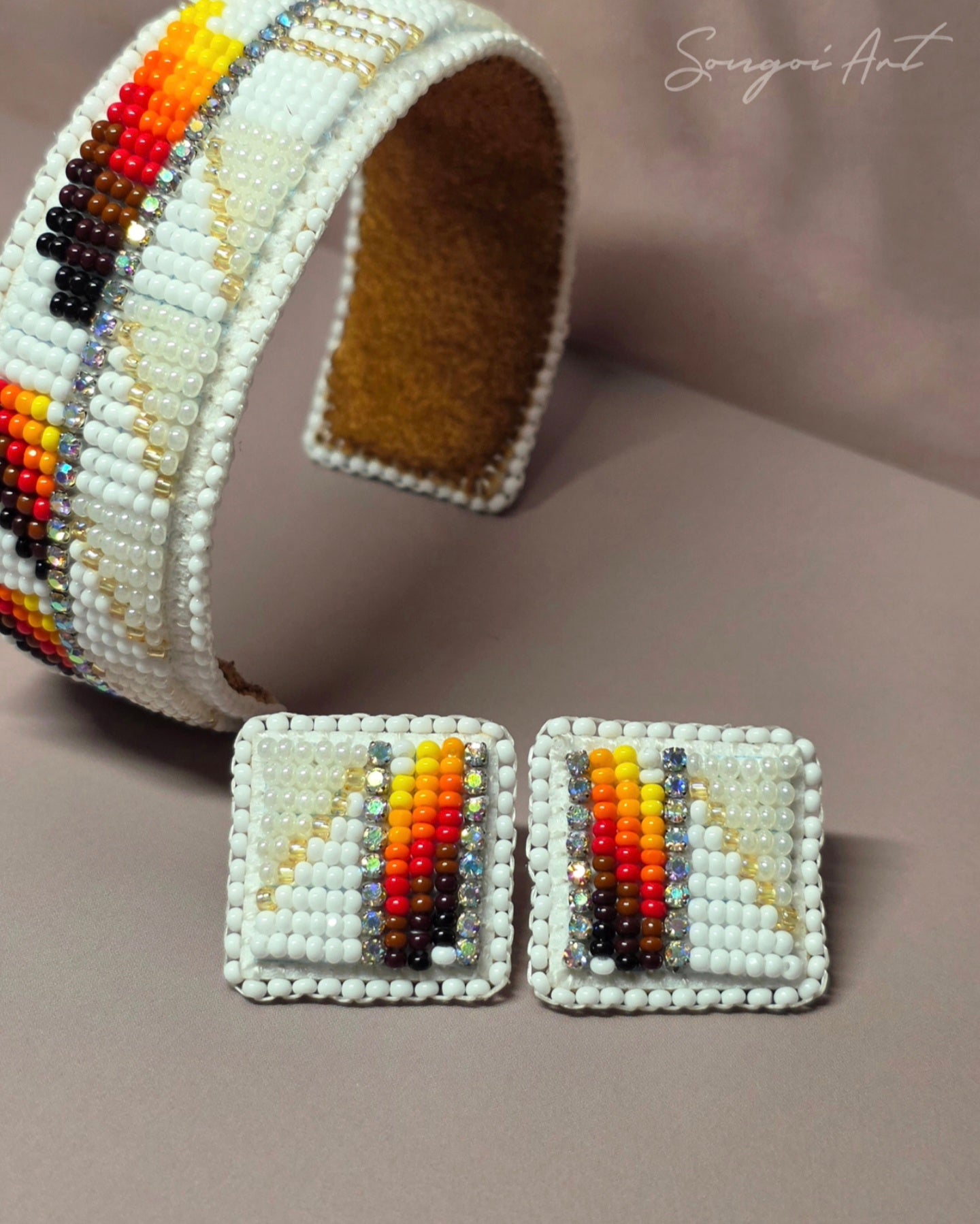 White Pearl Cuff and Earring Set