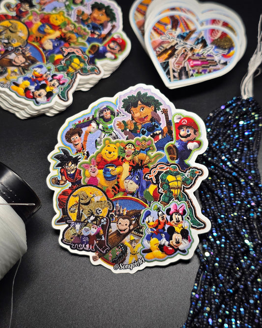 Iconic Character Collage Beadwork Sticker