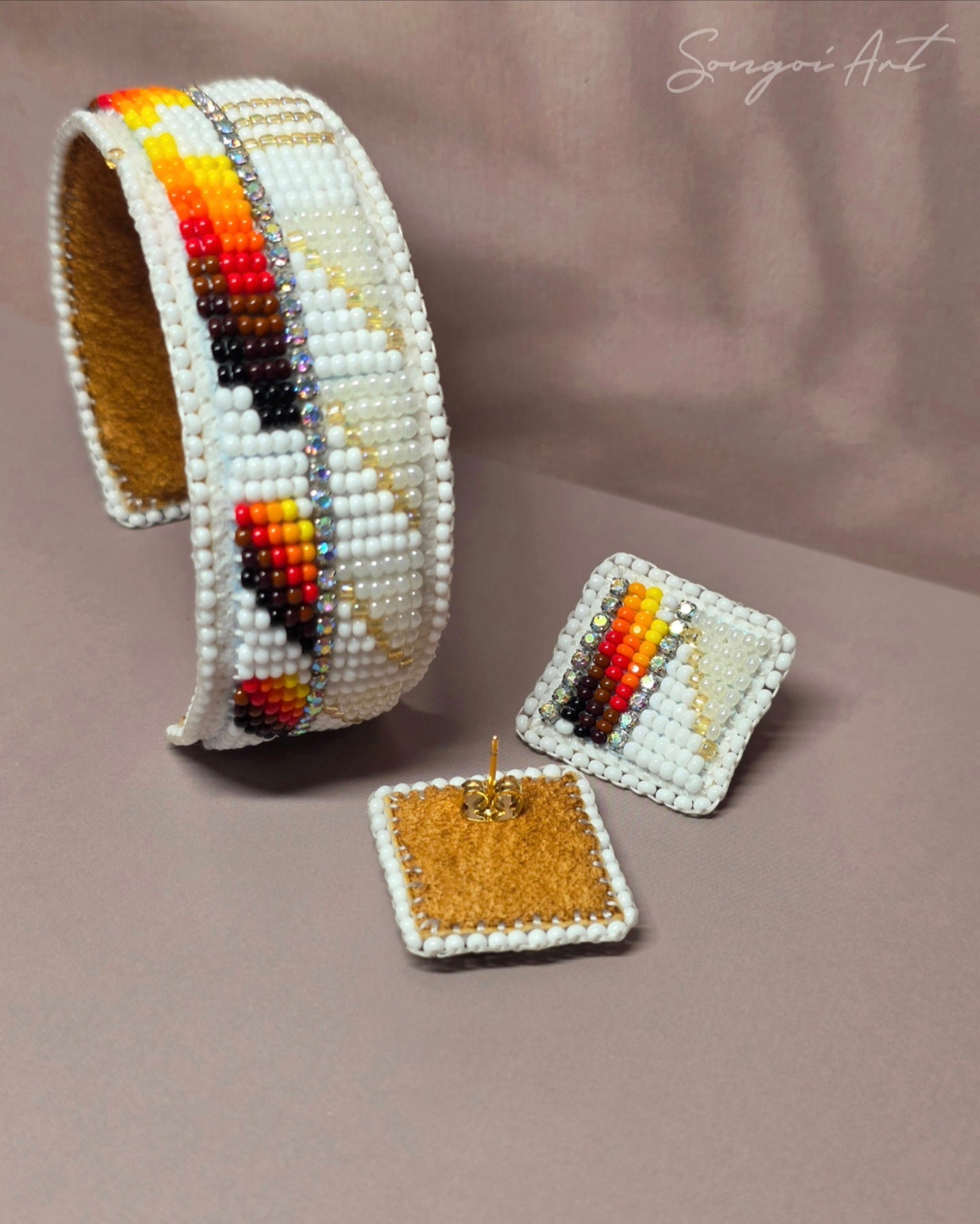 White Pearl Cuff and Earring Set