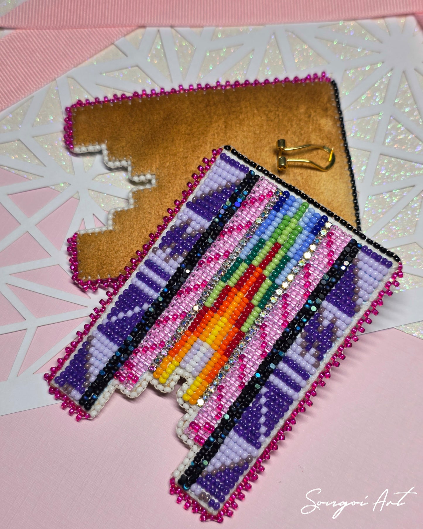 Purple Signature Geometric Earrings ll