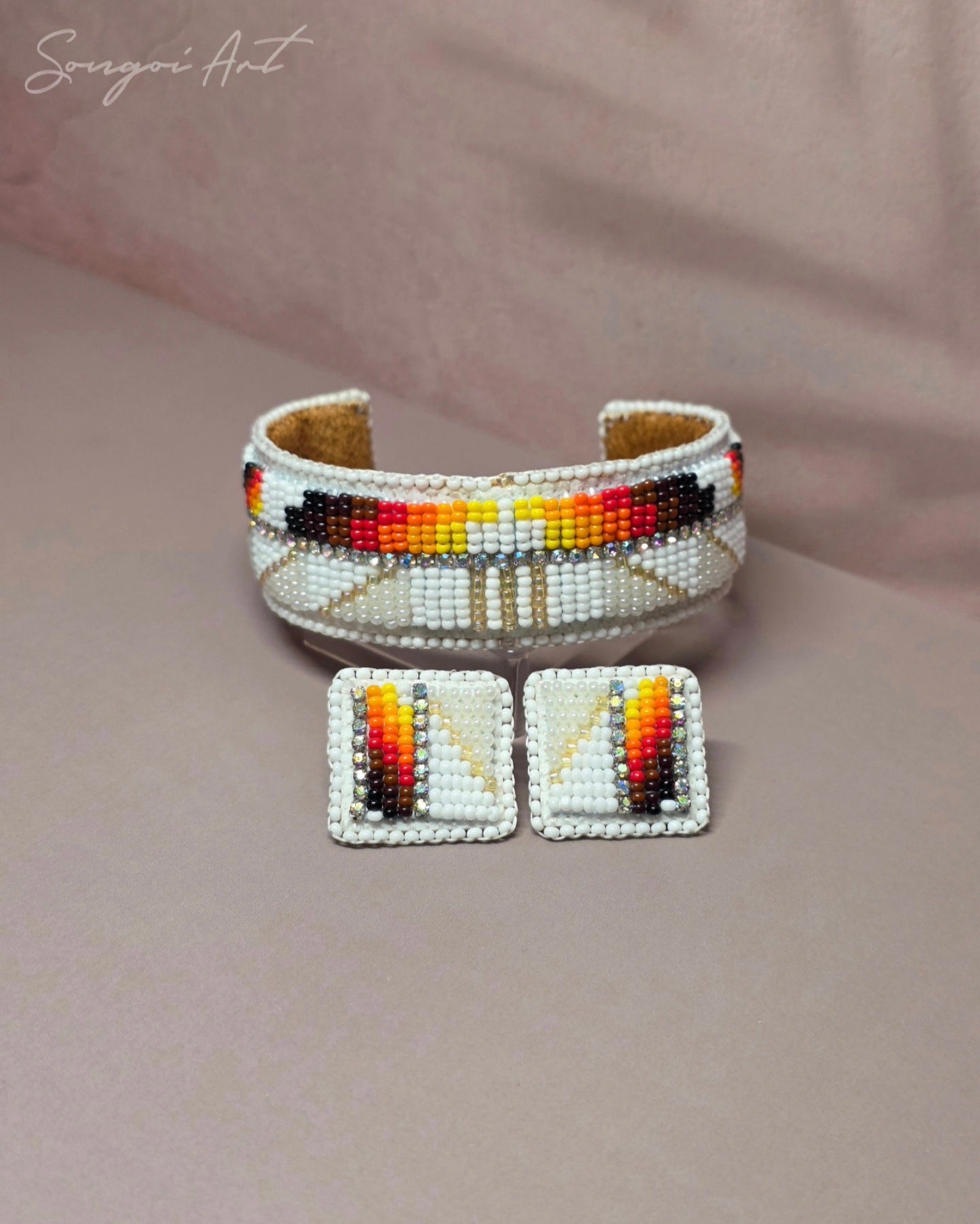 White Pearl Cuff and Earring Set