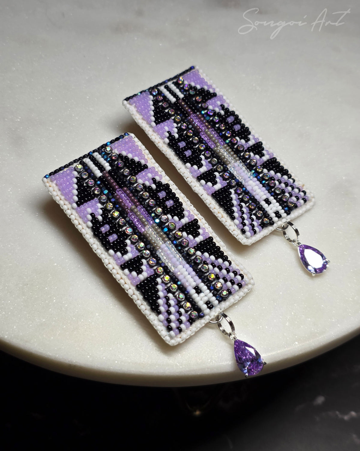 Violet Starlight Geometric Earrings