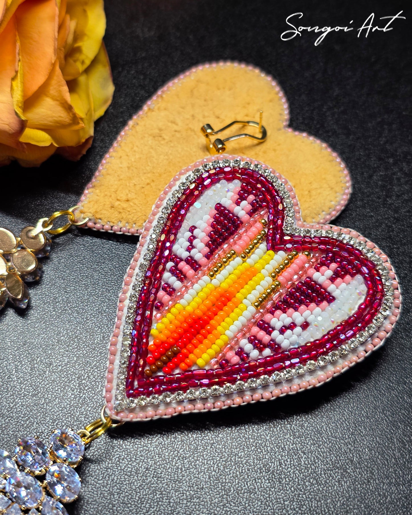 Maroon Heart Shaped Geos