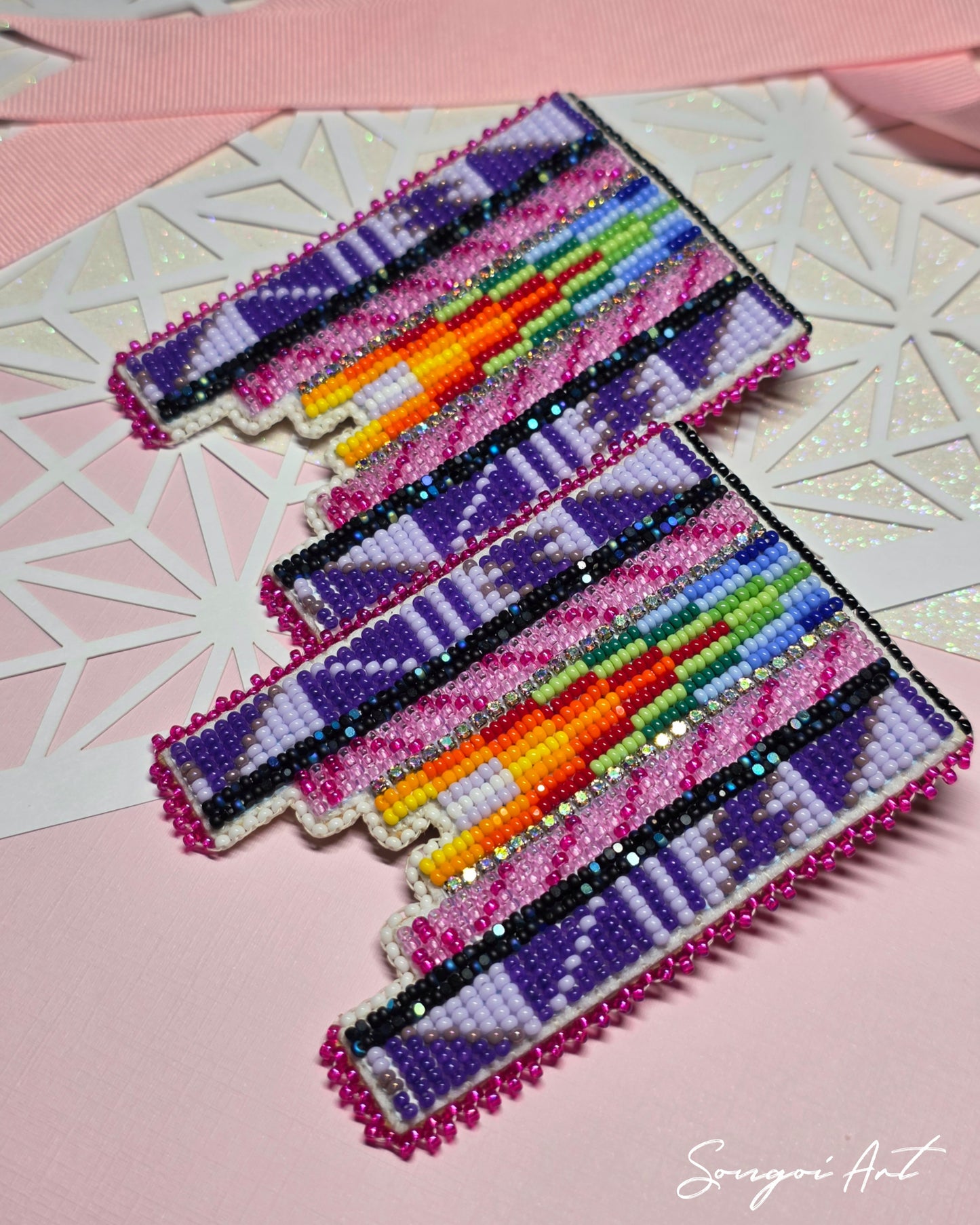 Purple Signature Geometric Earrings ll