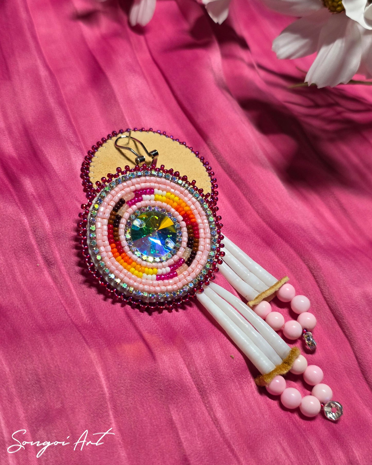 Ember & Rose Beaded Earrings w/ Dentallium Drops