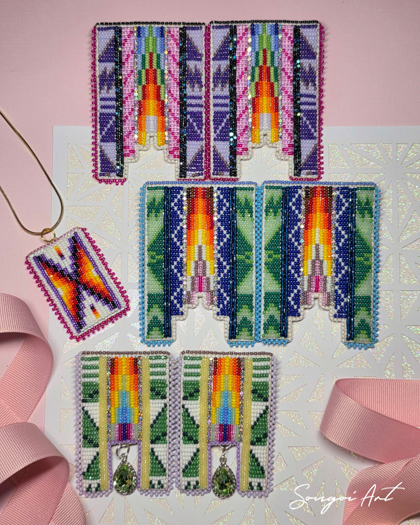 Purple Signature Geometric Earrings ll