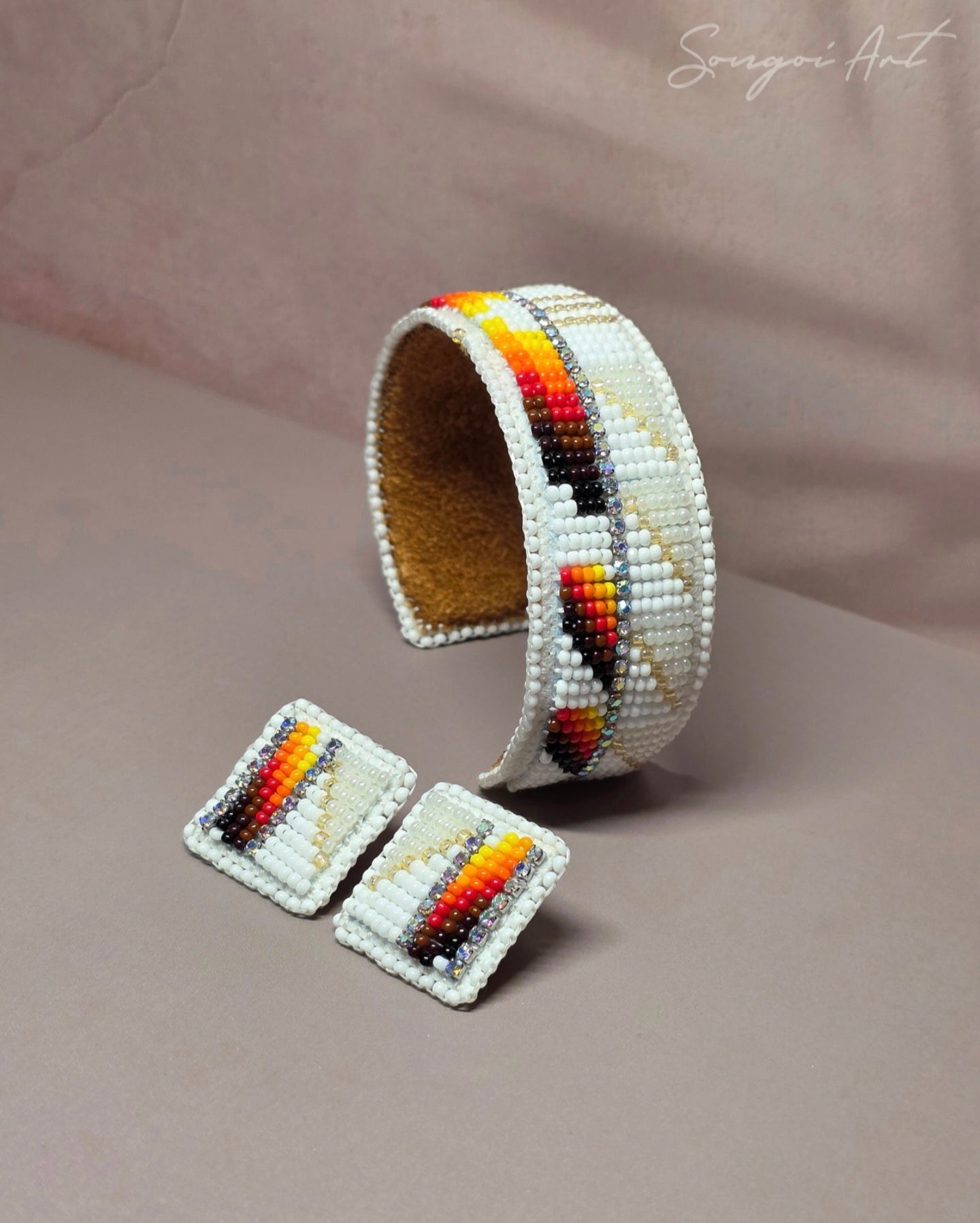 White Pearl Cuff and Earring Set