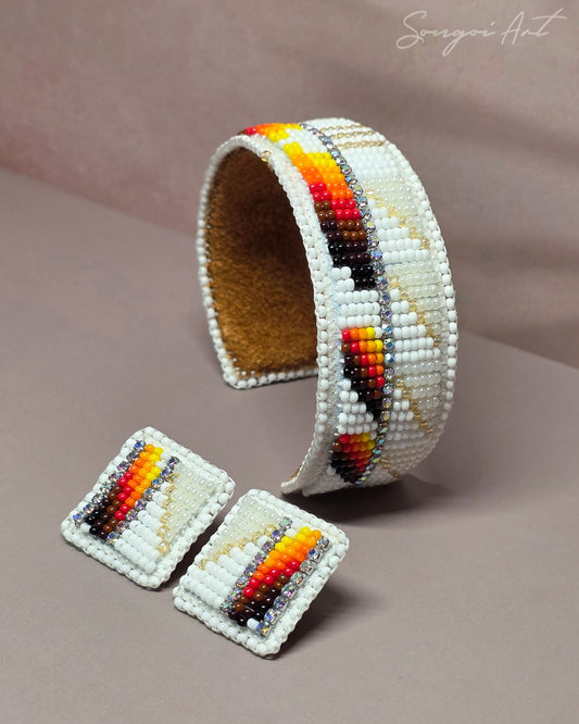 White Pearl Cuff and Earring Set