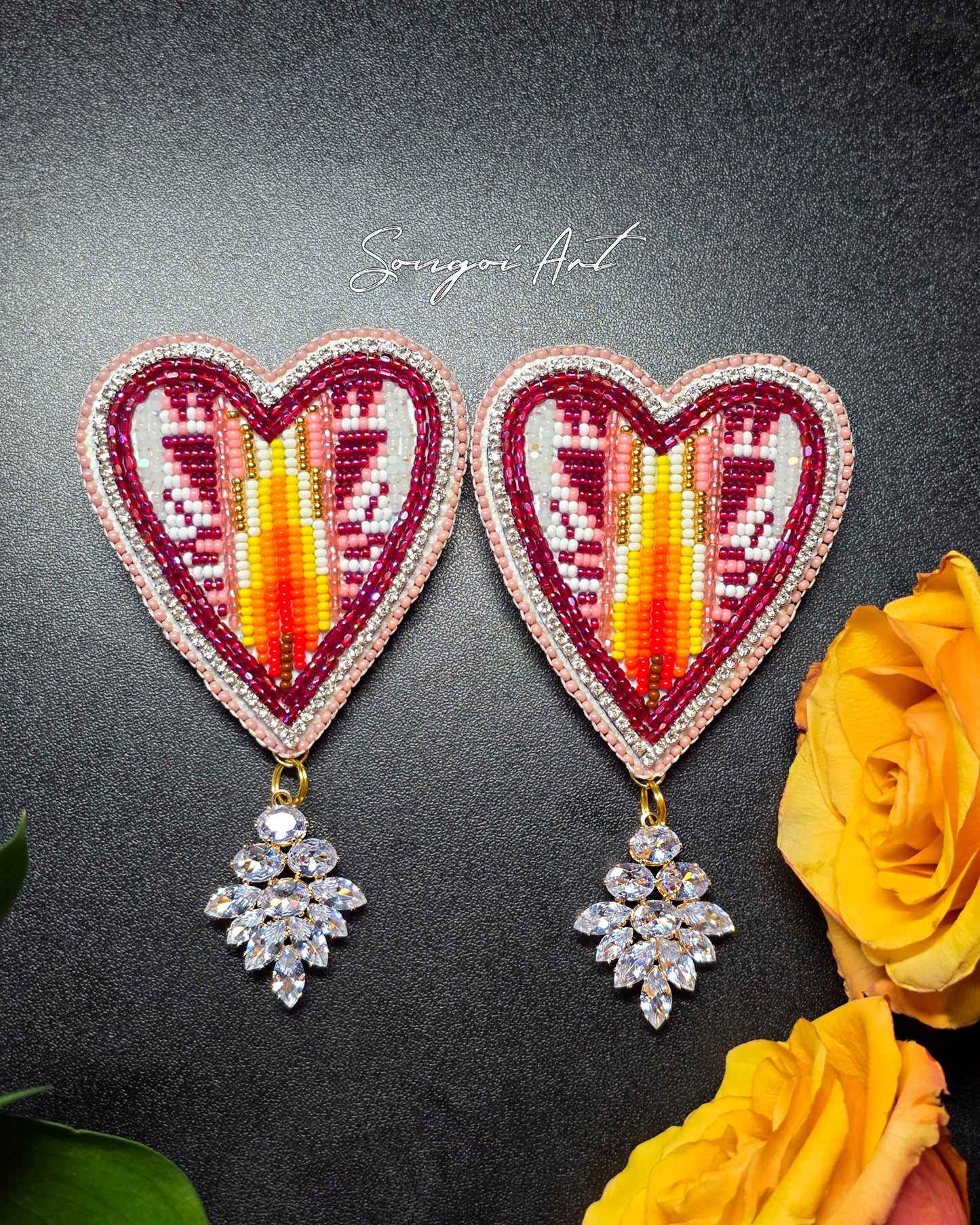 Maroon Heart Shaped Geos