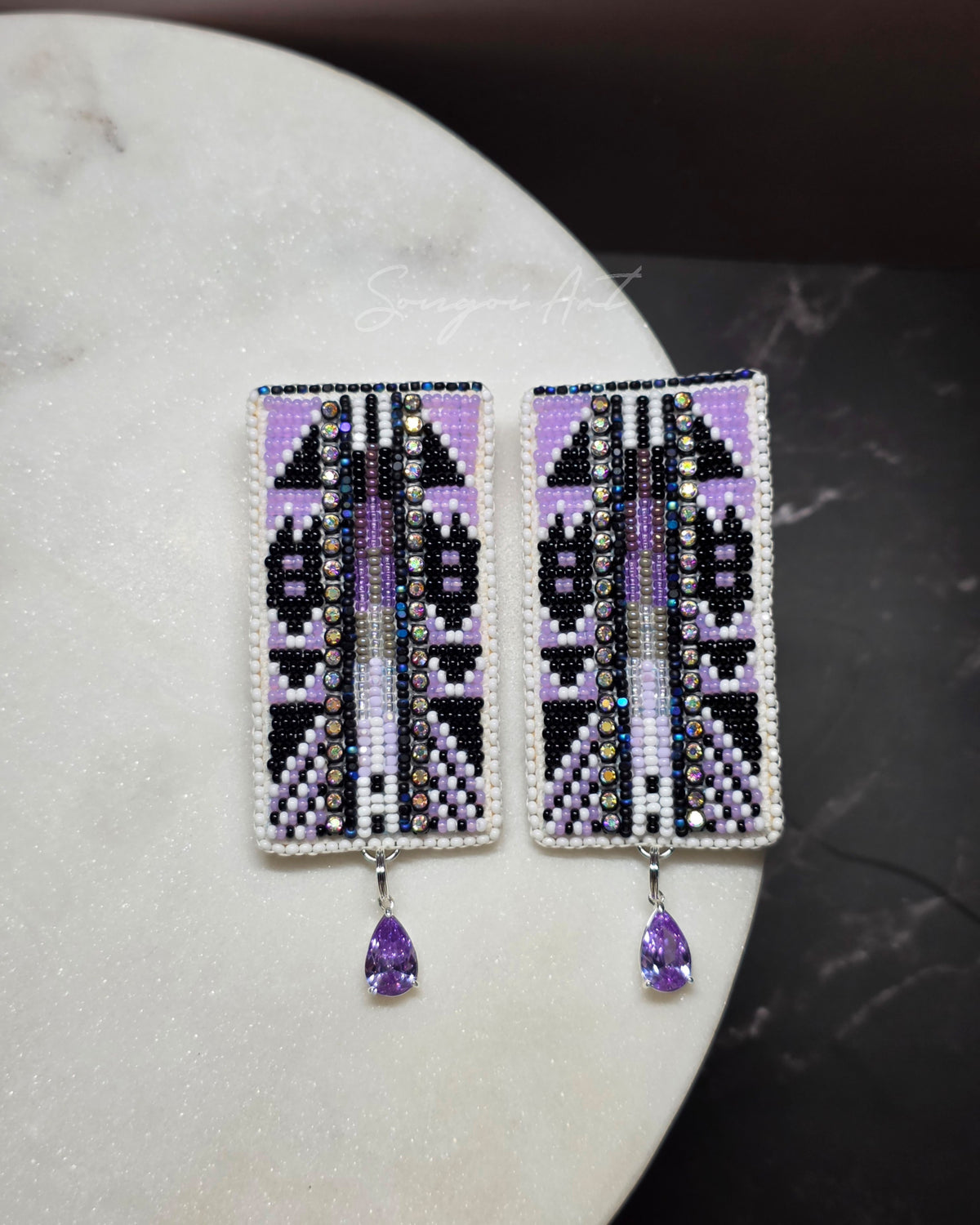 Violet Starlight Geometric Earrings